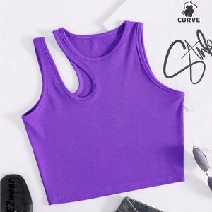 SHEIN EZwear Plus Cut Out Ribbed Knit Tank Top